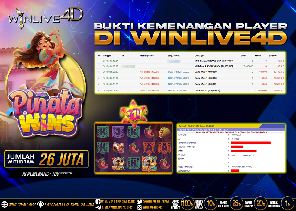 WINLIVE4D JACKPOT SLOT PINATA WINS