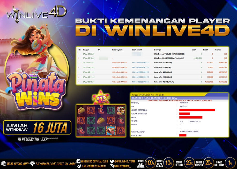 WINLIVE4D JACKPOT SLOT PINATA WINS