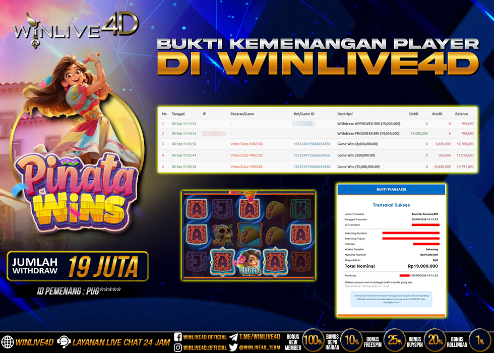 WINLIVE4D JACKPOT SLOT PINATA WINS