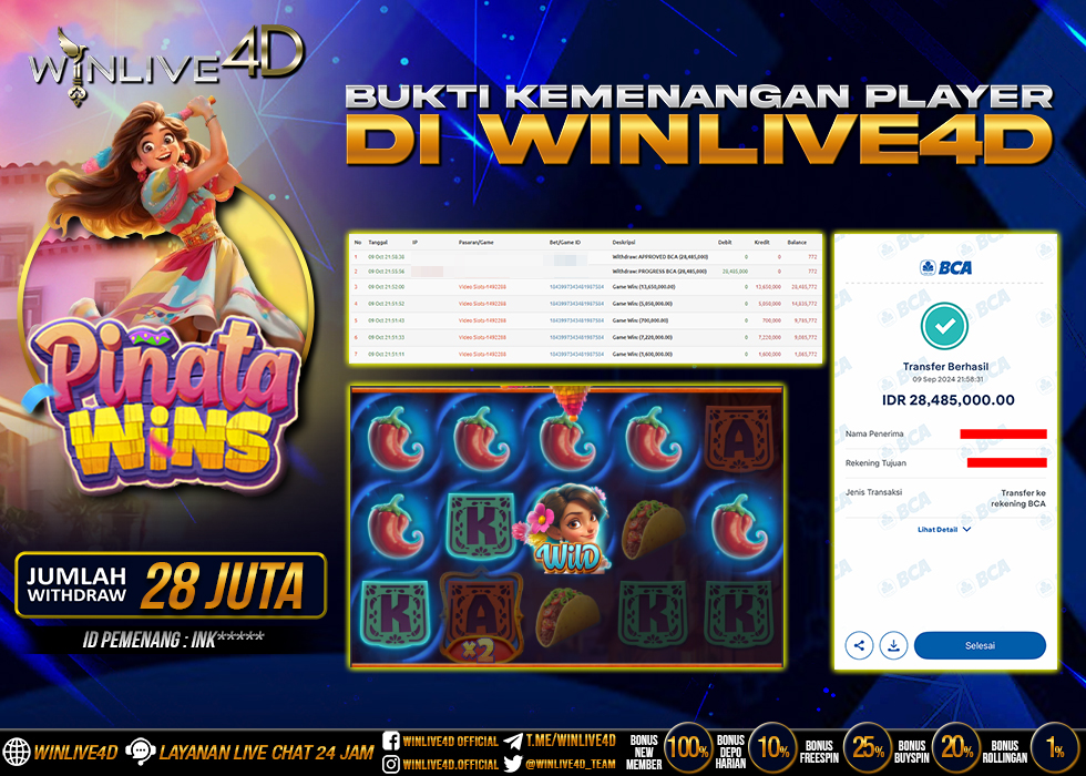 WINLIVE4D JACKPOT SLOT PINATA WINS