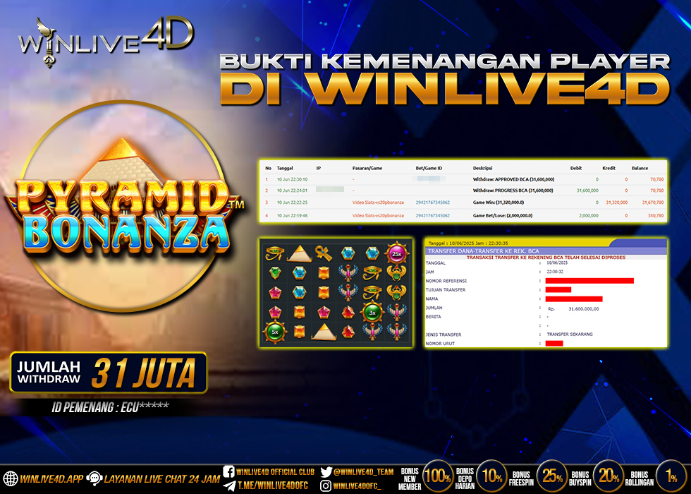 WINLIVE4D JACKPOT SLOT PYRAMID BONANZA