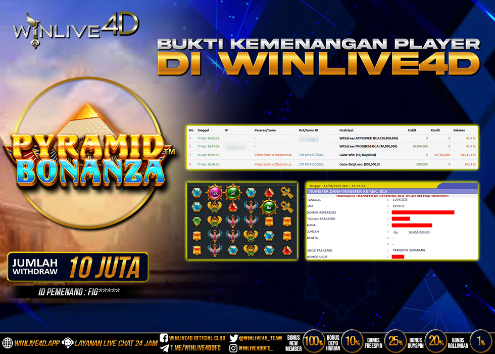 WINLIVE4D JACKPOT SLOT PYRAMID BONANZA