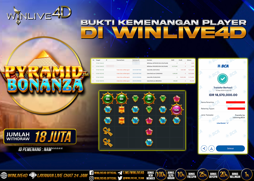 WINLIVE4D JACKPOT SLOT PYRAMID BONANZA