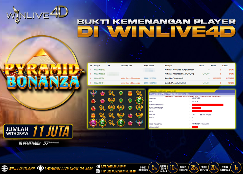 WINLIVE4D JACKPOT SLOT PYRAMID BONANZA