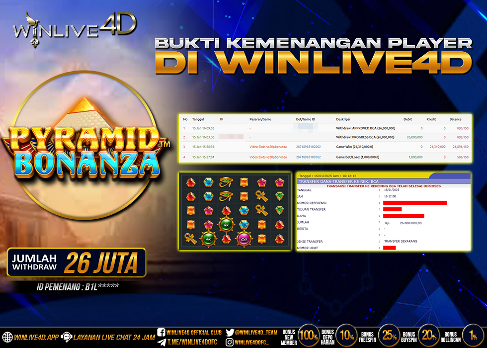 WINLIVE4D JACKPOT SLOT PYRAMID BONANZA