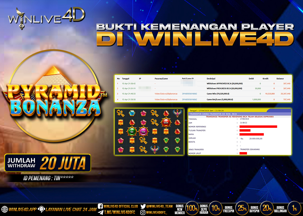 WINLIVE4D JACKPOT SLOT PYRAMID BONANZA