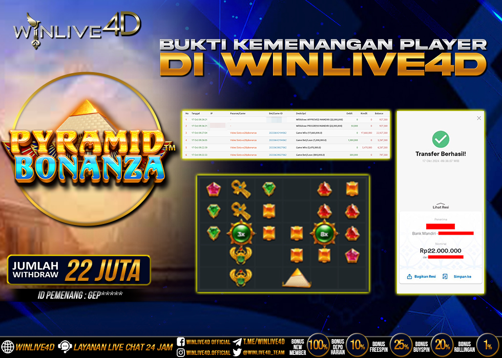 WINLIVE4D JACKPOT SLOT PYRAMID BONANZA