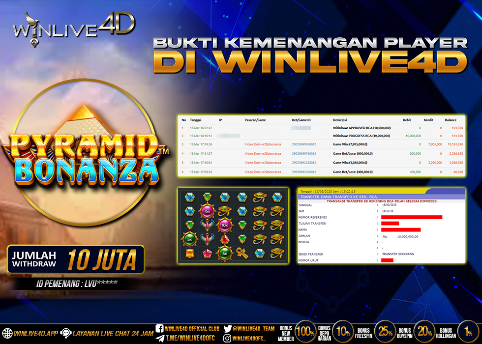 WINLIVE4D JACKPOT SLOT PYRAMID BONANZA