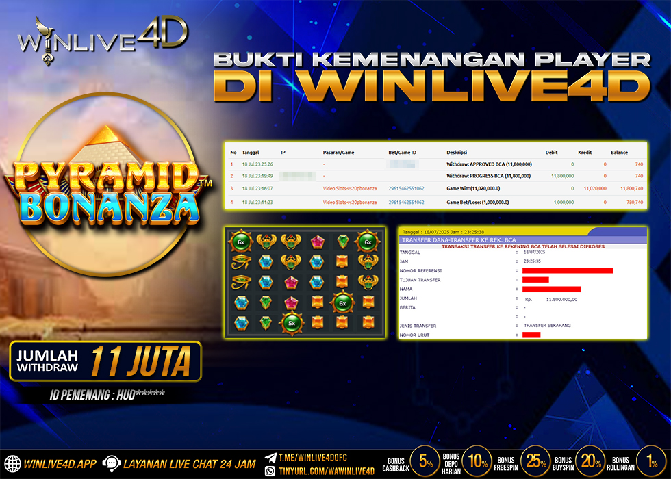 WINLIVE4D JACKPOT SLOT PYRAMID BONANZA