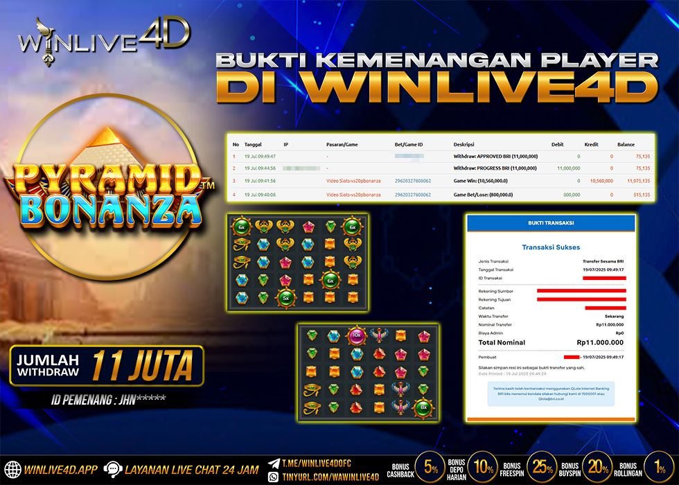 WINLIVE4D JACKPOT SLOT PYRAMID BONANZA