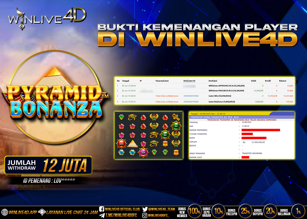 WINLIVE4D JACKPOT SLOT PYRAMID BONANZA