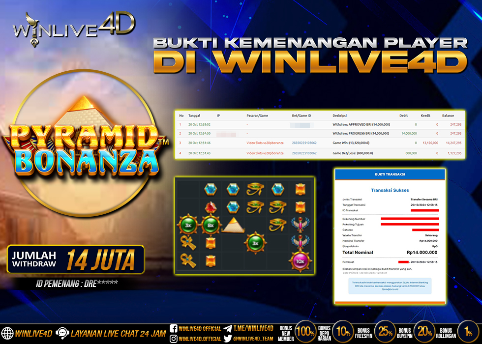 WINLIVE4D JACKPOT SLOT PYRAMID BONANZA