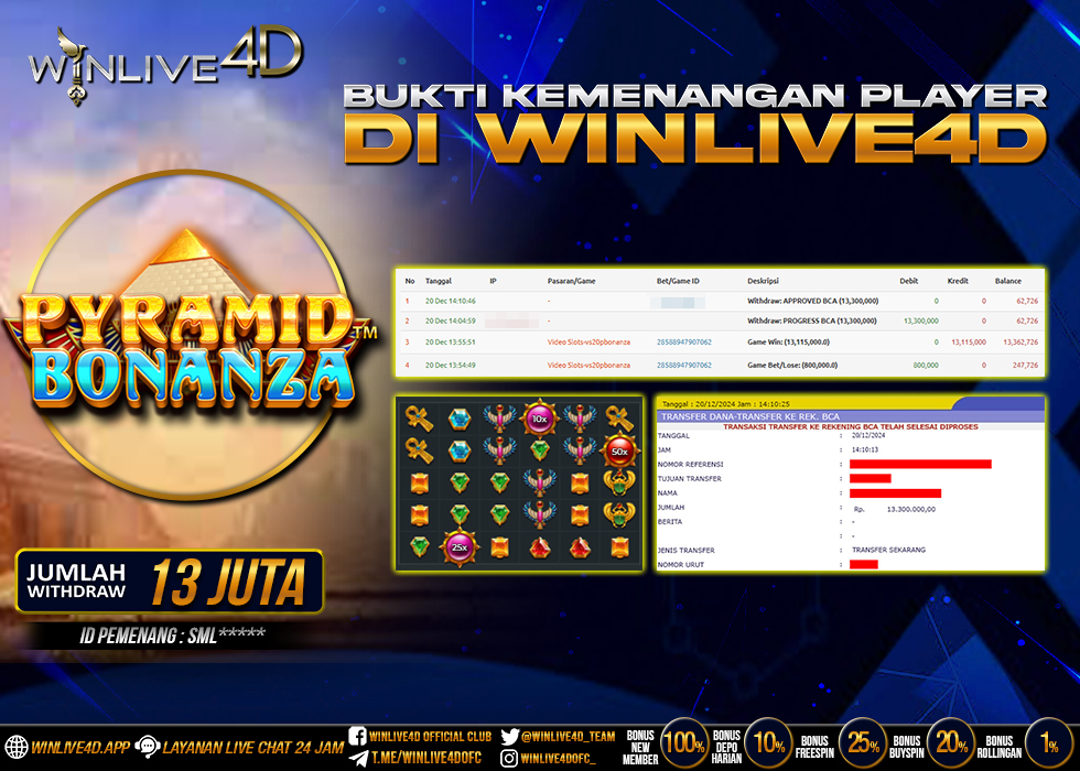 WINLIVE4D JACKPOT SLOT PYRAMID BONANZA