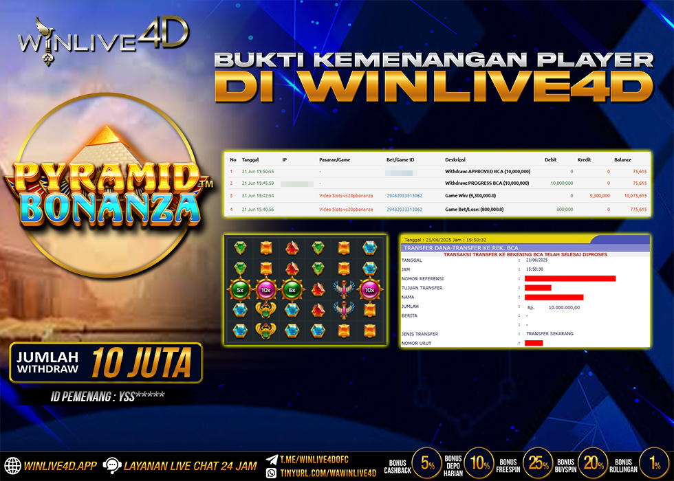WINLIVE4D JACKPOT SLOT PYRAMID BONANZA