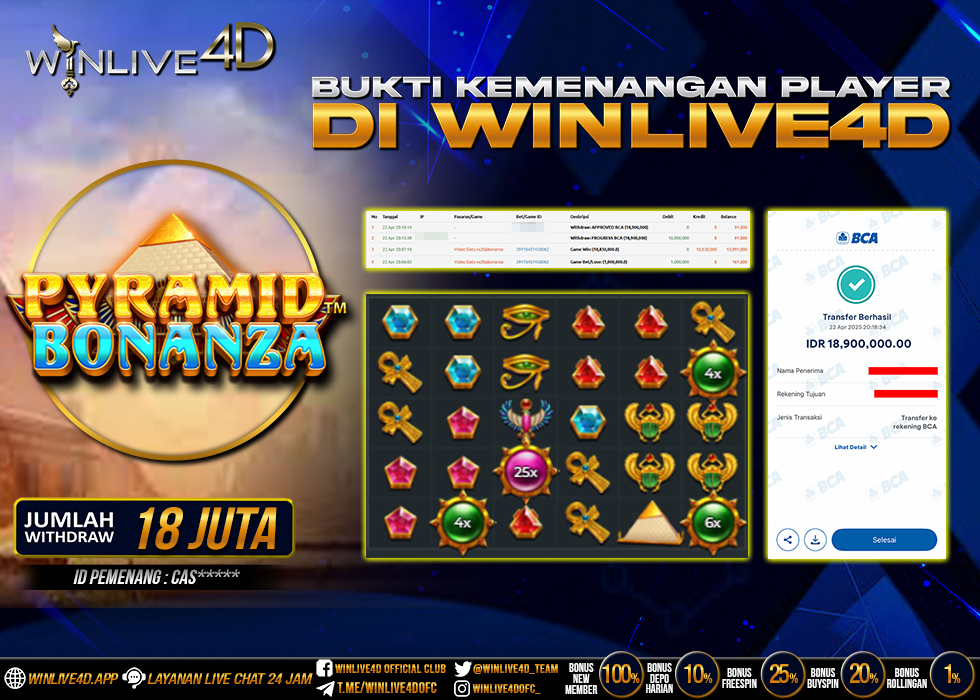 WINLIVE4D JACKPOT SLOT PYRAMID BONANZA