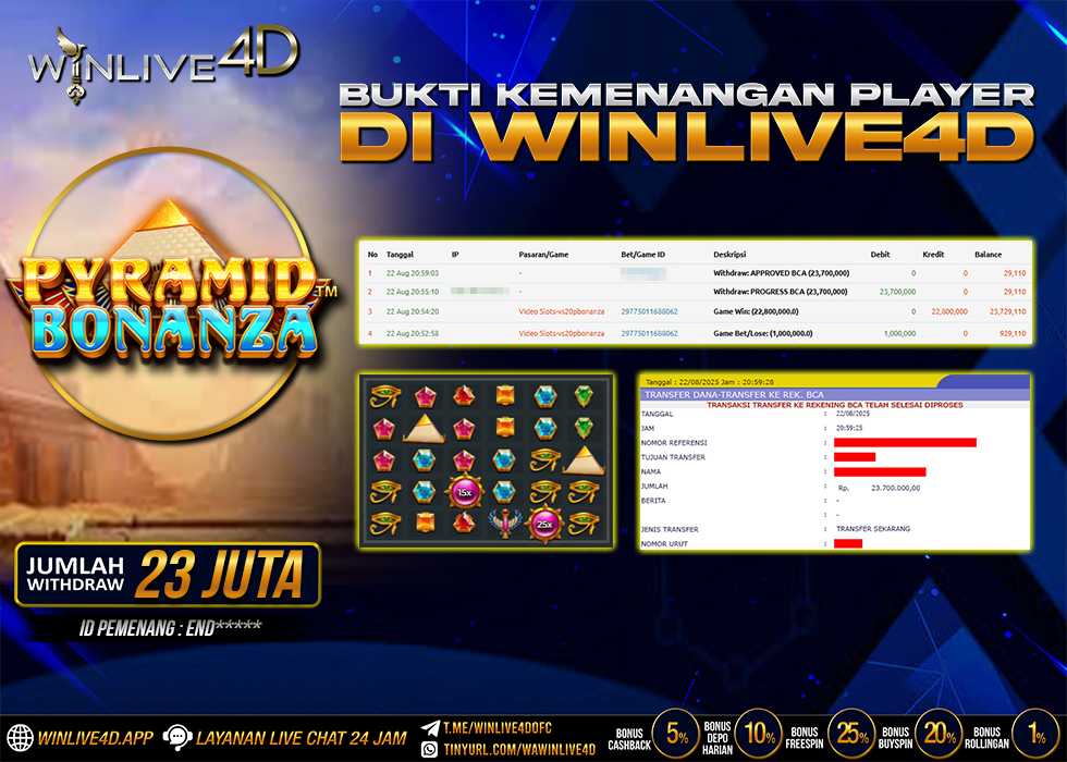 WINLIVE4D JACKPOT SLOT PYRAMID BONANZA