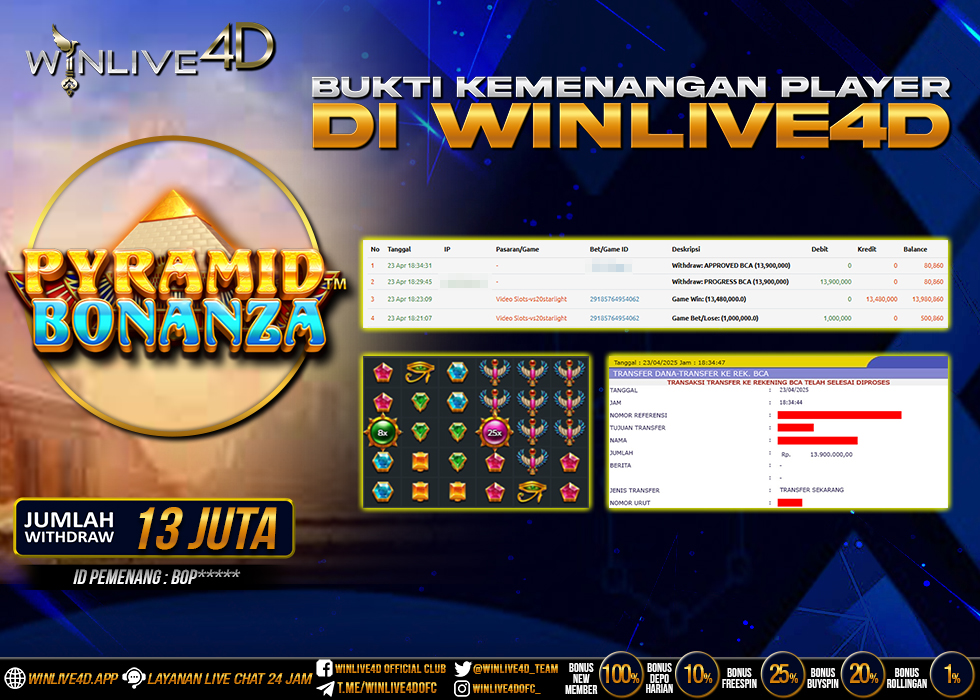 WINLIVE4D JACKPOT SLOT PYRAMID BONANZA