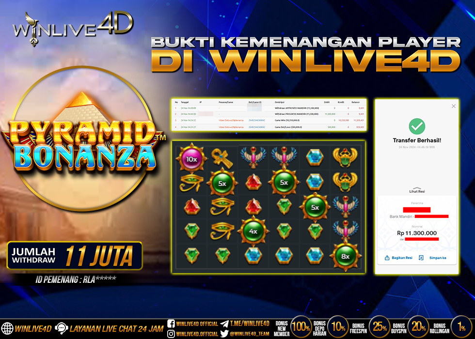 WINLIVE4D JACKPOT SLOT PYRAMID BONANZA