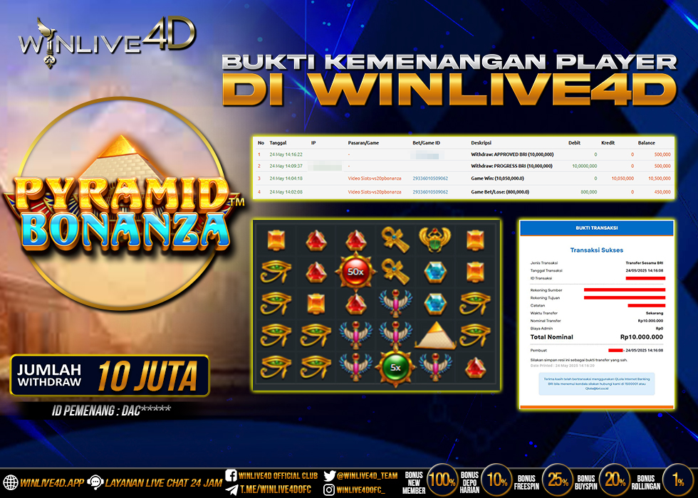 WINLIVE4D JACKPOT SLOT PYRAMID BONANZA