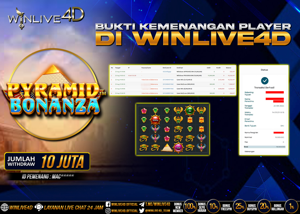 WINLIVE4D JACKPOT SLOT PYRAMID BONANZA