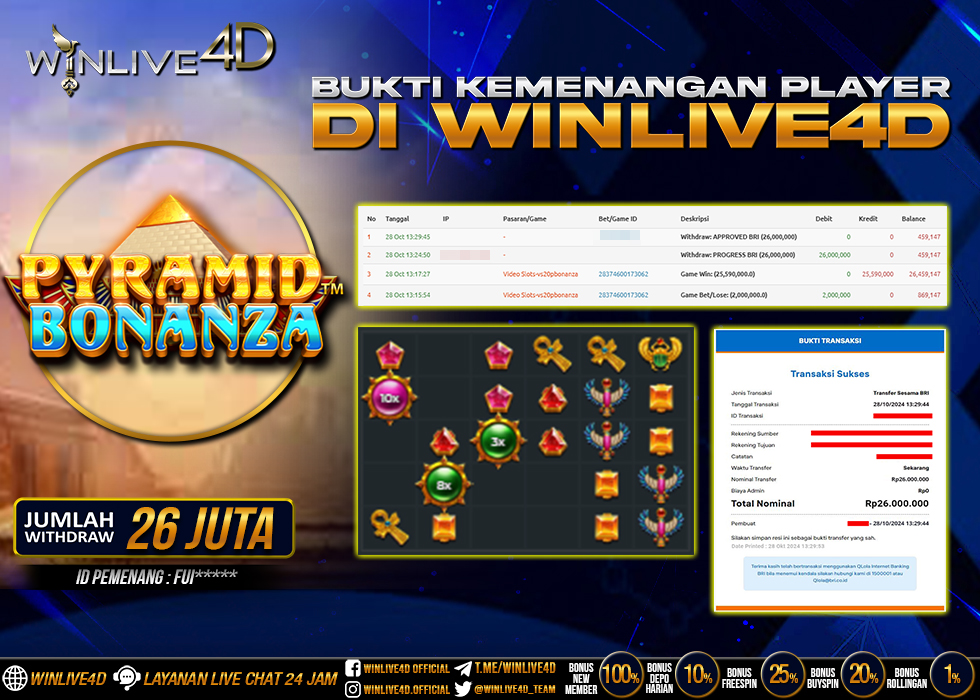 WINLIVE4D JACKPOT SLOT PYRAMID BONANZA