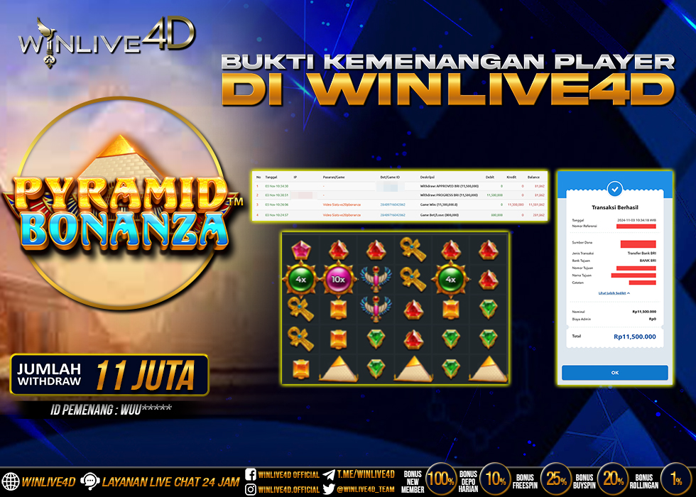 WINLIVE4D JACKPOT SLOT PYRAMID BONANZA