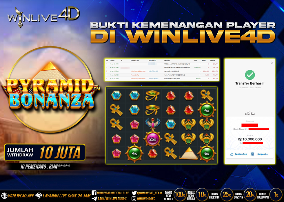 WINLIVE4D JACKPOT SLOT PYRAMID BONANZA