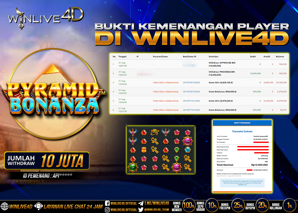 WINLIVE4D JACKPOT SLOT PYRAMID BONANZA