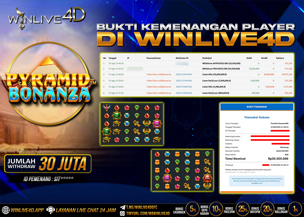 WINLIVE4D JACKPOT SLOT PYRAMID BONANZA