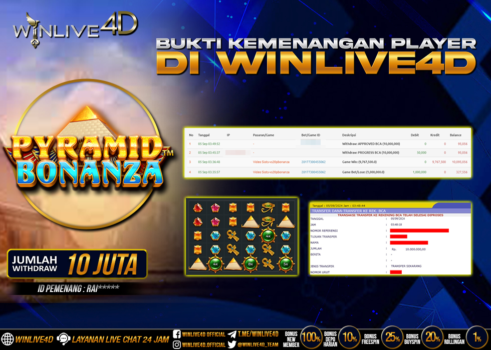 WINLIVE4D JACKPOT SLOT PYRAMID BONANZA