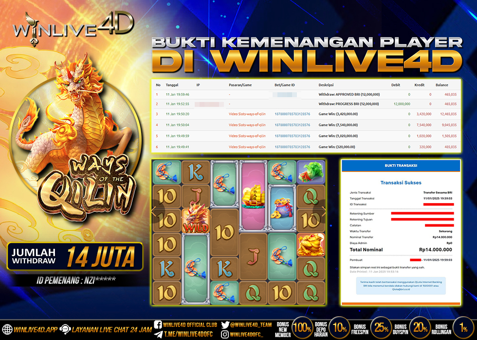 WINLIVE4D JACKPOT SLOT WAYS OF THE QILIN