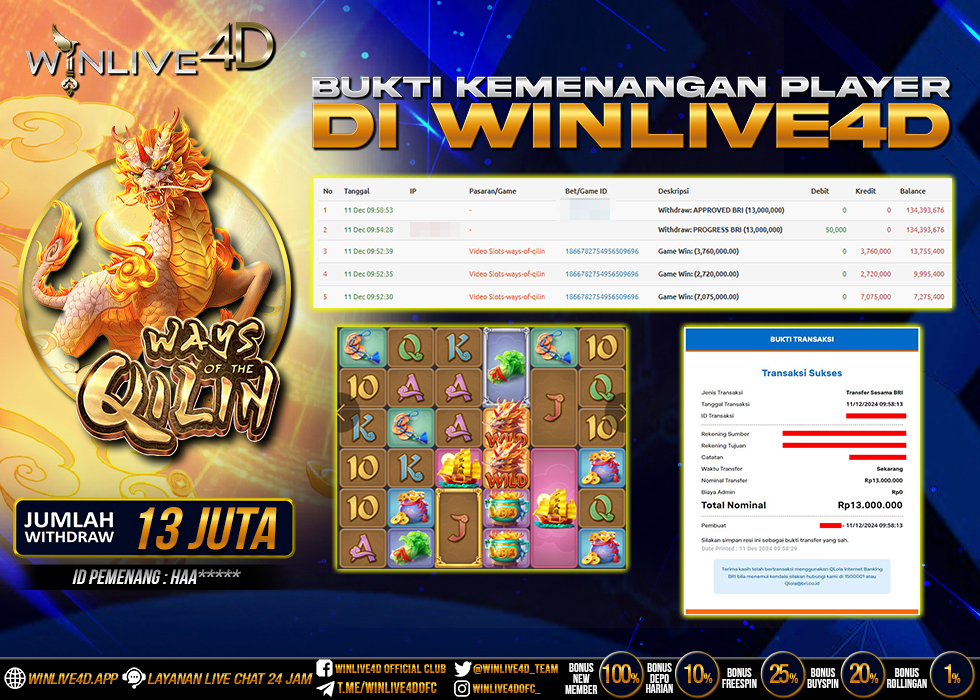 WINLIVE4D JACKPOT SLOT WAYS OF THE QILIN