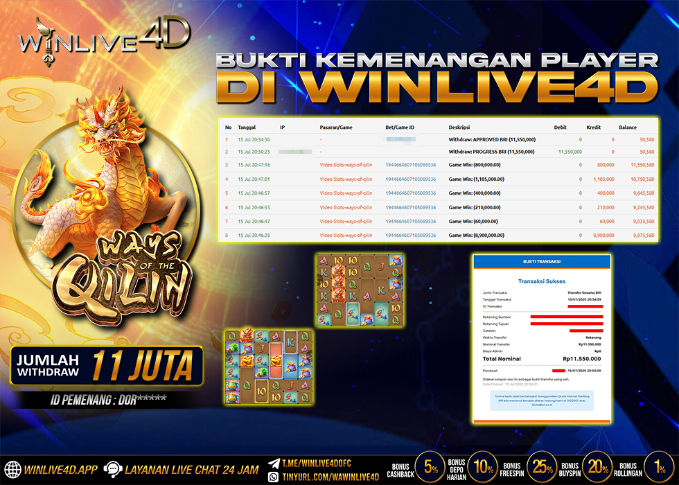 WINLIVE4D JACKPOT SLOT WAYS OF THE QILIN