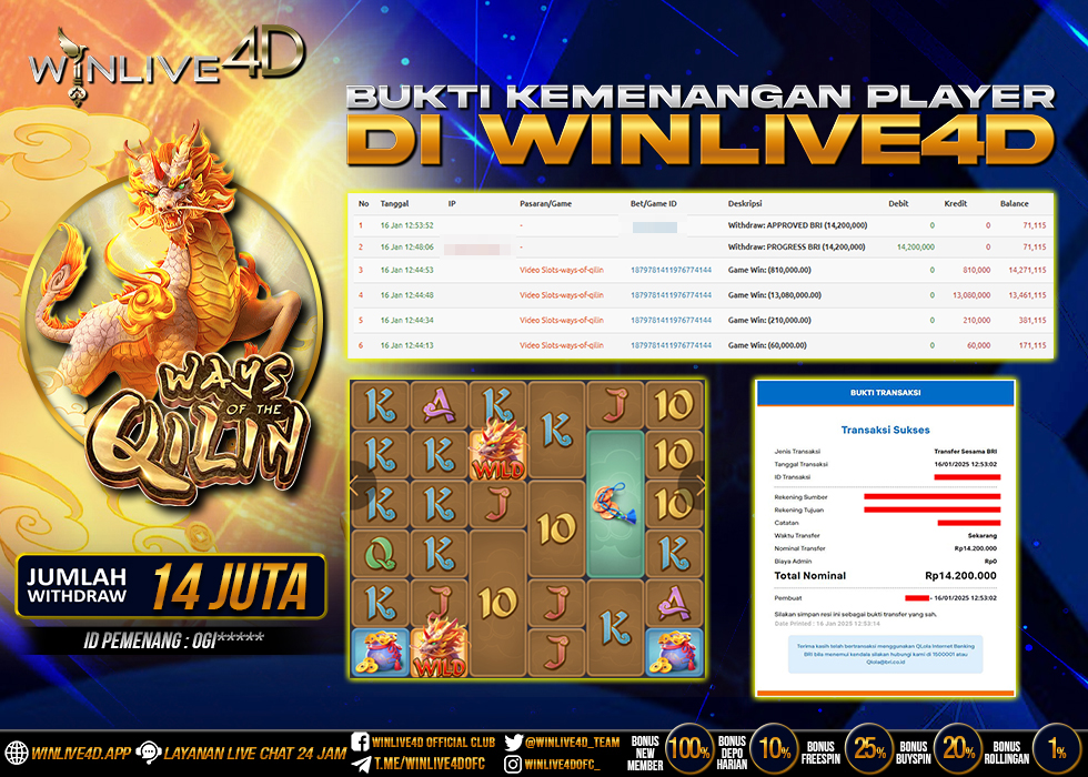 WINLIVE4D JACKPOT SLOT WAYS OF THE QILIN