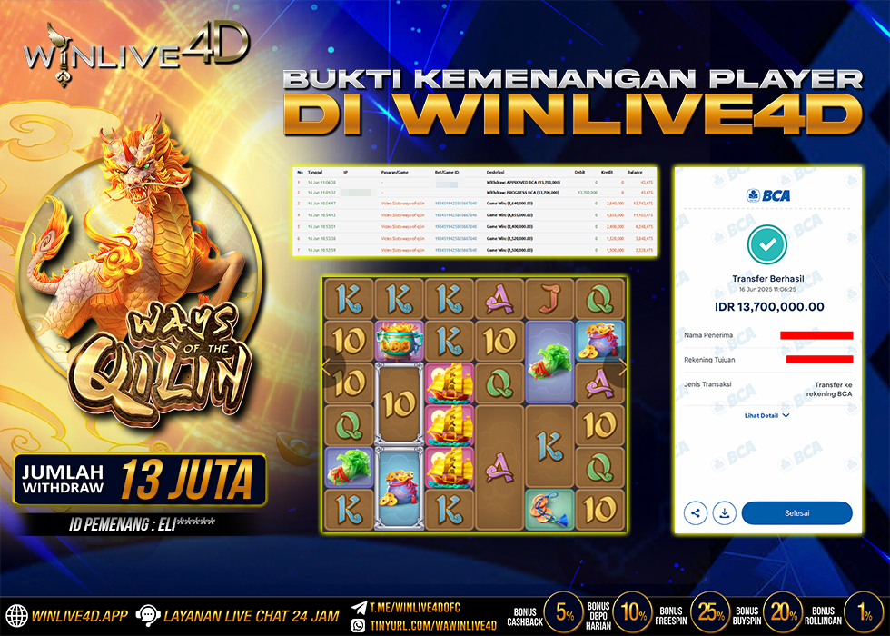WINLIVE4D JACKPOT SLOT WAYS OF THE QILIN