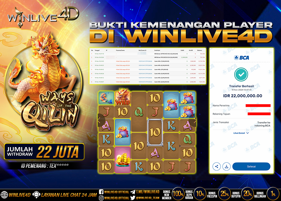 WINLIVE4D JACKPOT SLOT WAYS OF THE QILIN