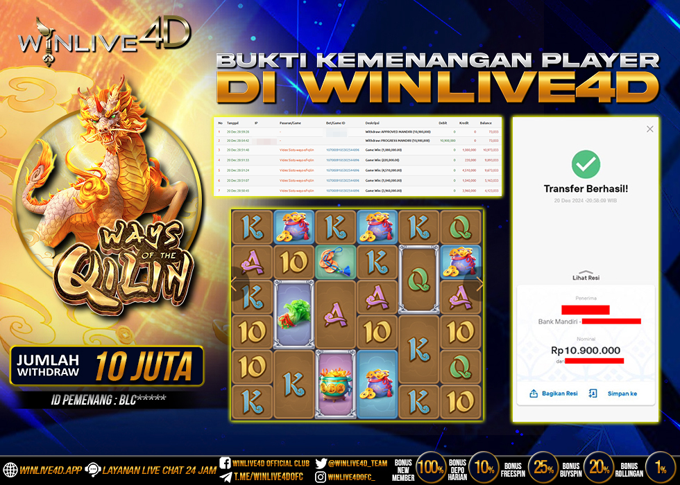 WINLIVE4D JACKPOT SLOT WAYS OF THE QILIN
