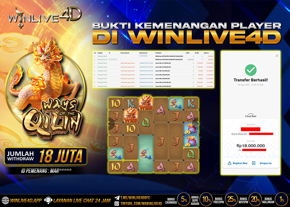 WINLIVE4D JACKPOT SLOT WAYS OF THE QILIN