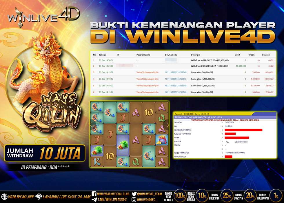 WINLIVE4D JACKPOT SLOT WAYS OF THE QILIN