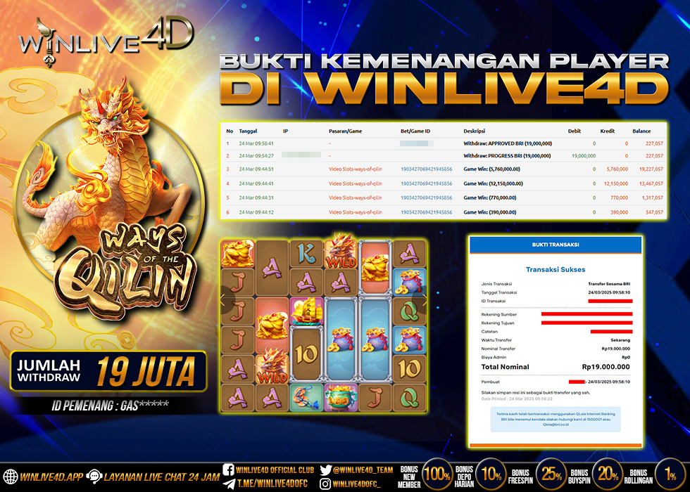WINLIVE4D JACKPOT SLOT WAYS OF THE QILIN