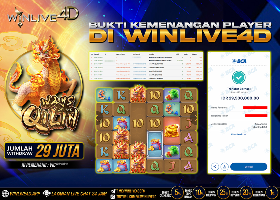 WINLIVE4D JACKPOT SLOT WAYS OF THE QILIN