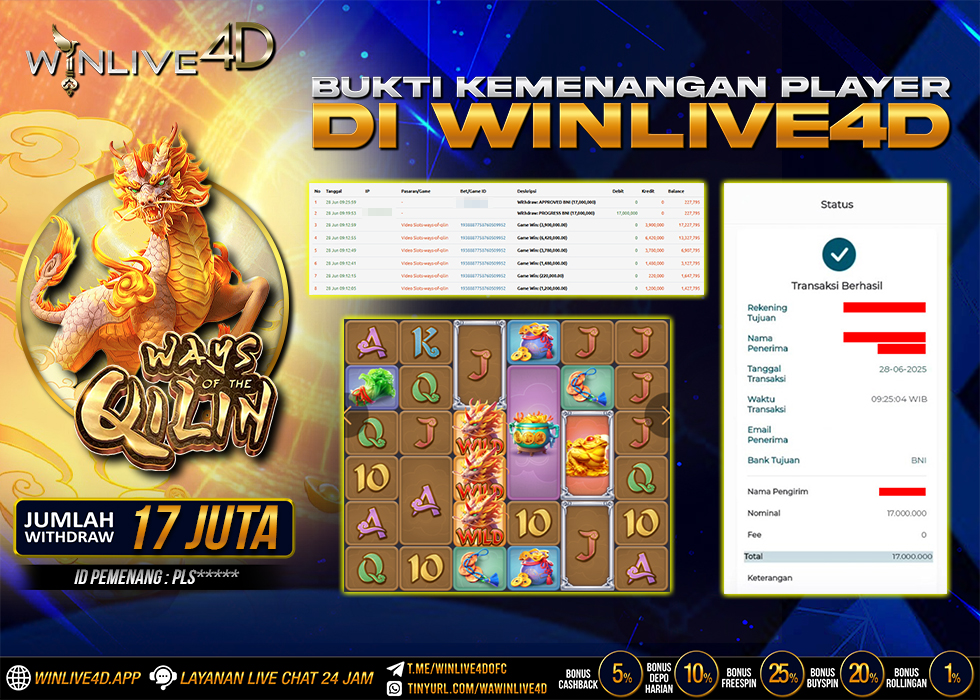 WINLIVE4D JACKPOT SLOT WAYS OF THE QILIN