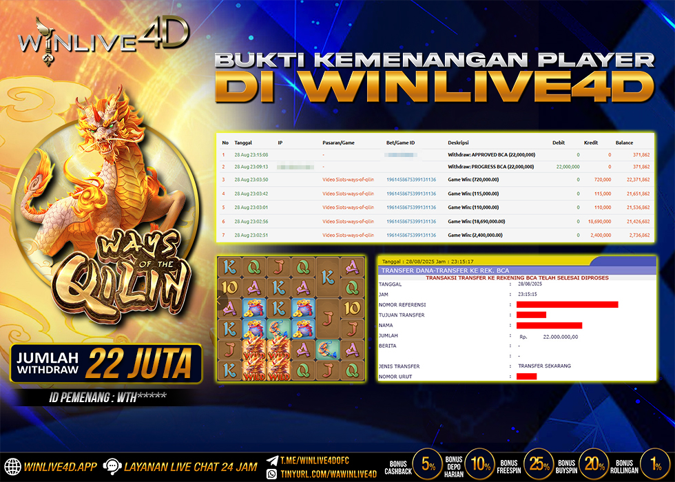 WINLIVE4D JACKPOT SLOT WAYS OF THE QILIN