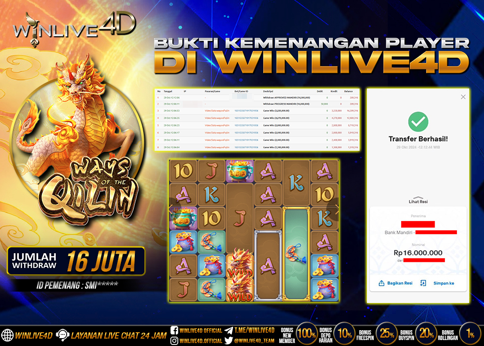 WINLIVE4D JACKPOT SLOT WAYS OF THE QILIN