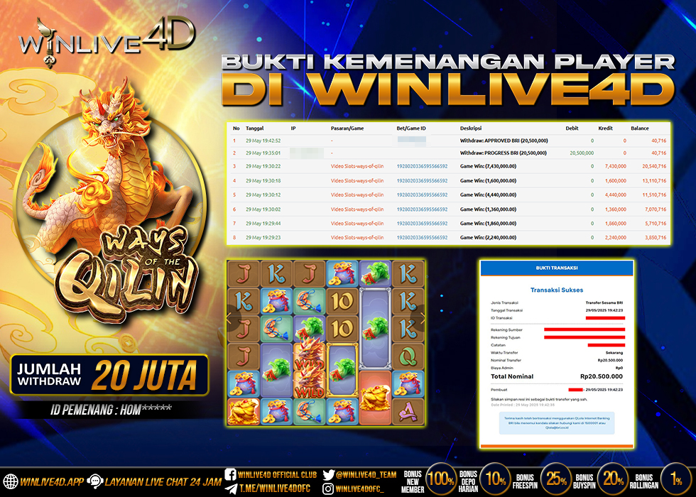 WINLIVE4D JACKPOT SLOT WAYS OF THE QILIN