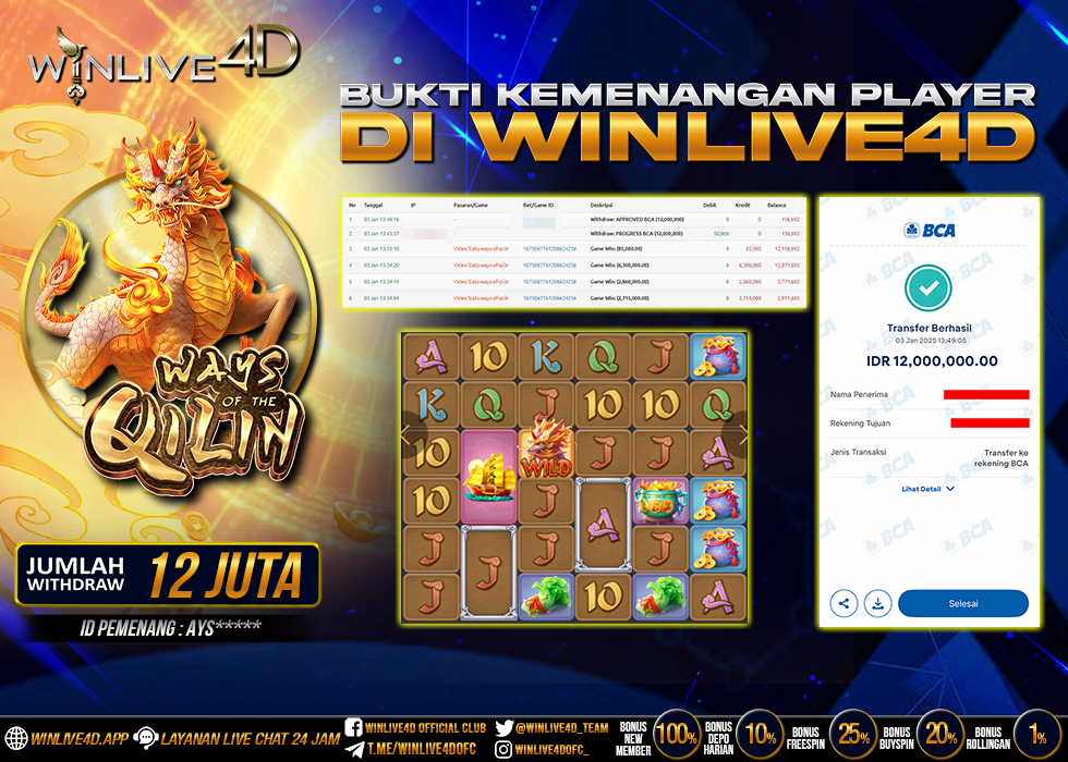 WINLIVE4D JACKPOT SLOT WAYS OF THE QILIN