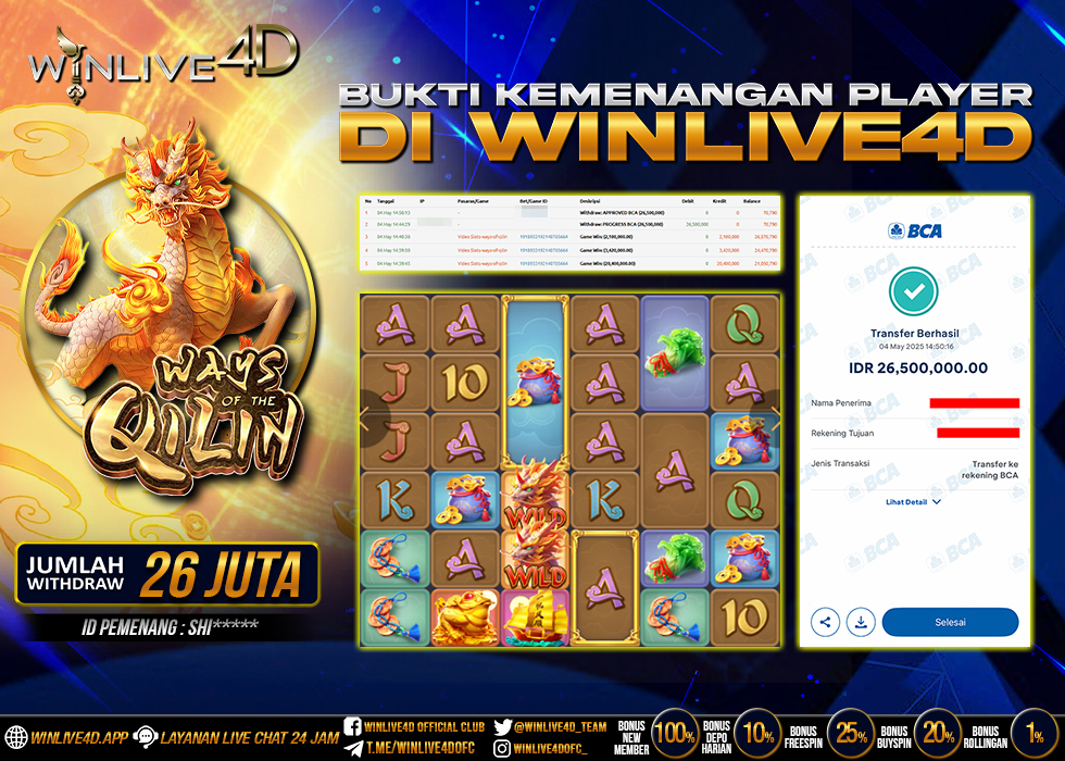 WINLIVE4D JACKPOT SLOT WAYS OF THE QILIN
