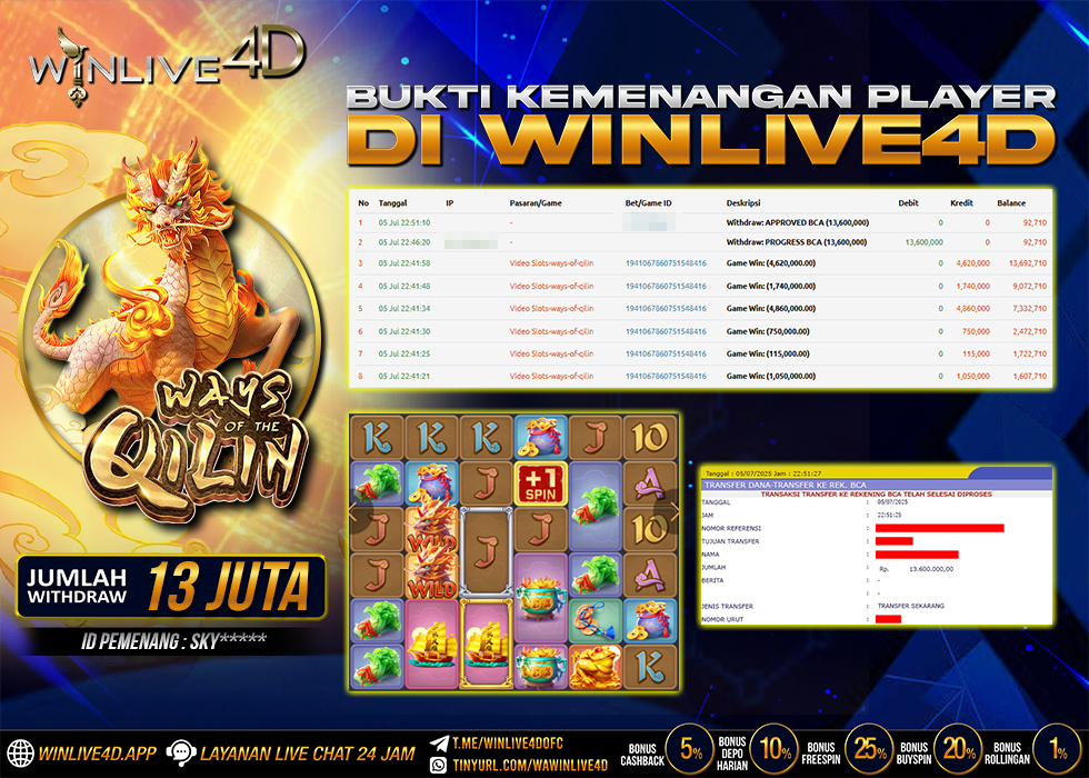 WINLIVE4D JACKPOT SLOT WAYS OF THE QILIN