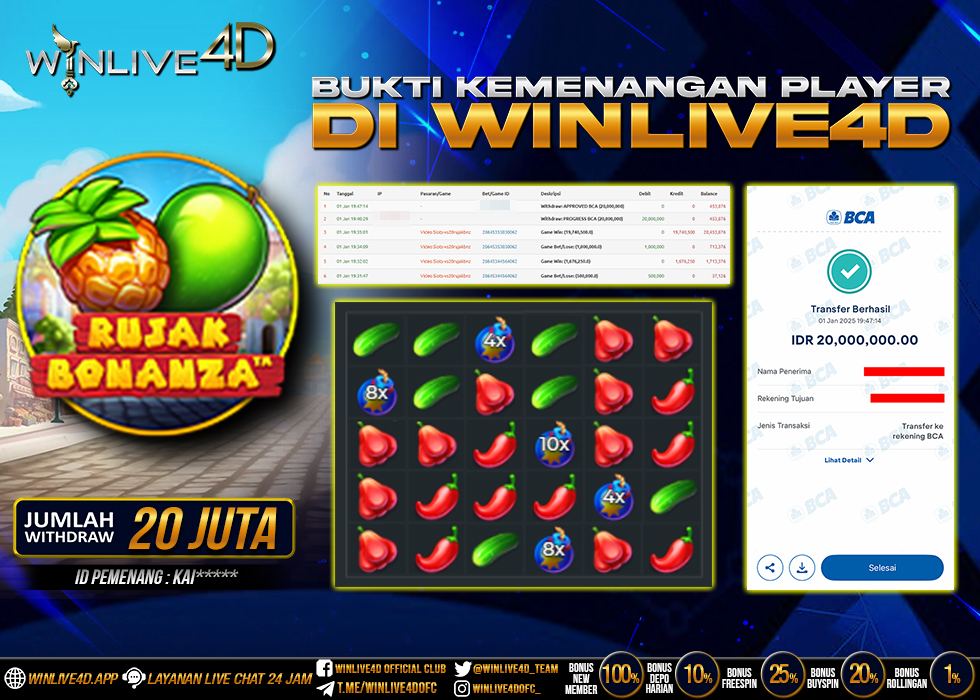 WINLIVE4D JACKPOT SLOT RUJAK BONANZA