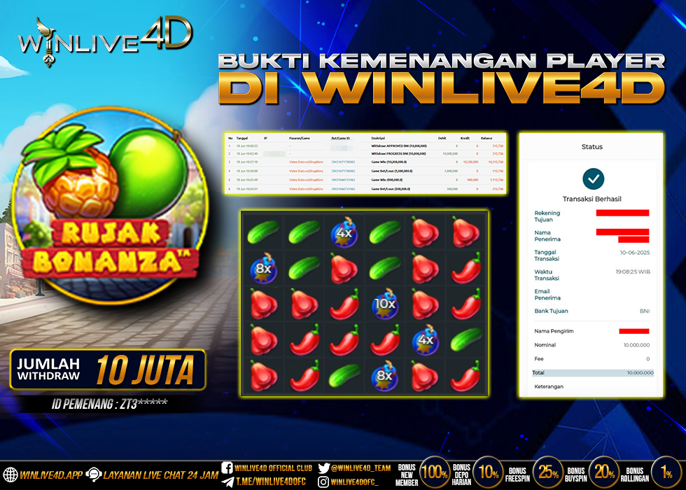 WINLIVE4D JACKPOT SLOT RUJAK BONANZA